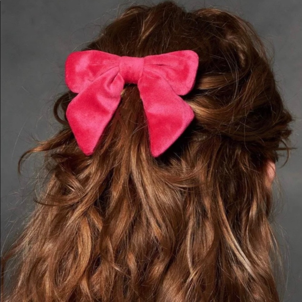 Lele Sadoughi Fuchsia Petite Bow Barrette
